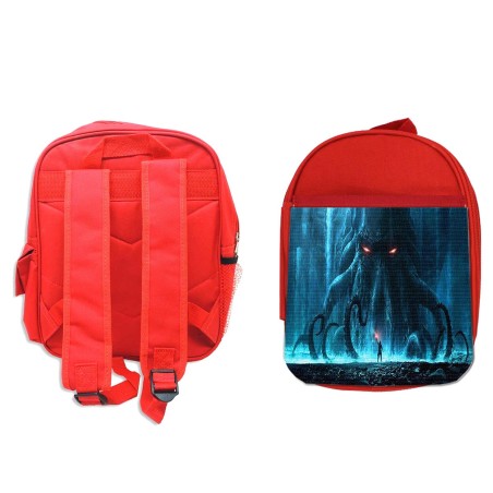 MOCHILA ROJA LA INVOCACION DE CTHULHU LOVECRAFT escolar personalizado