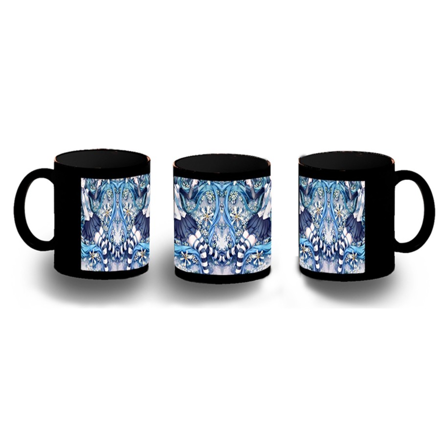 TAZA COMPLETAMENTE NEGRA HATSUNE MIKU FLORES JARDIN personalizada