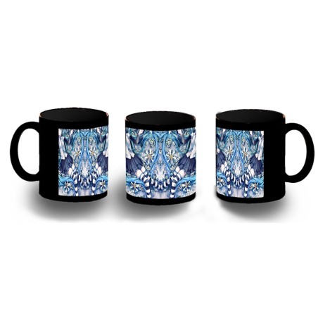 TAZA COMPLETAMENTE NEGRA HATSUNE MIKU FLORES JARDIN personalizada