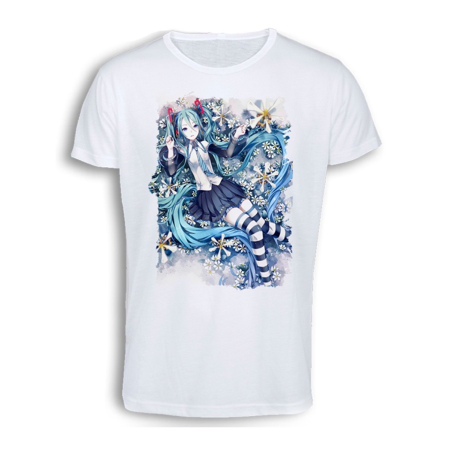 CAMISETA TACTO ALGODÓN HATSUNE MIKU FLORES JARDIN cómoda personalizada