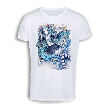 CAMISETA TACTO ALGODÓN HATSUNE MIKU FLORES JARDIN cómoda personalizada