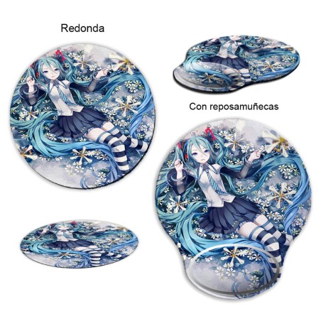 ALFOMBRILLA REDONDA HATSUNE MIKU FLORES JARDIN pc raton