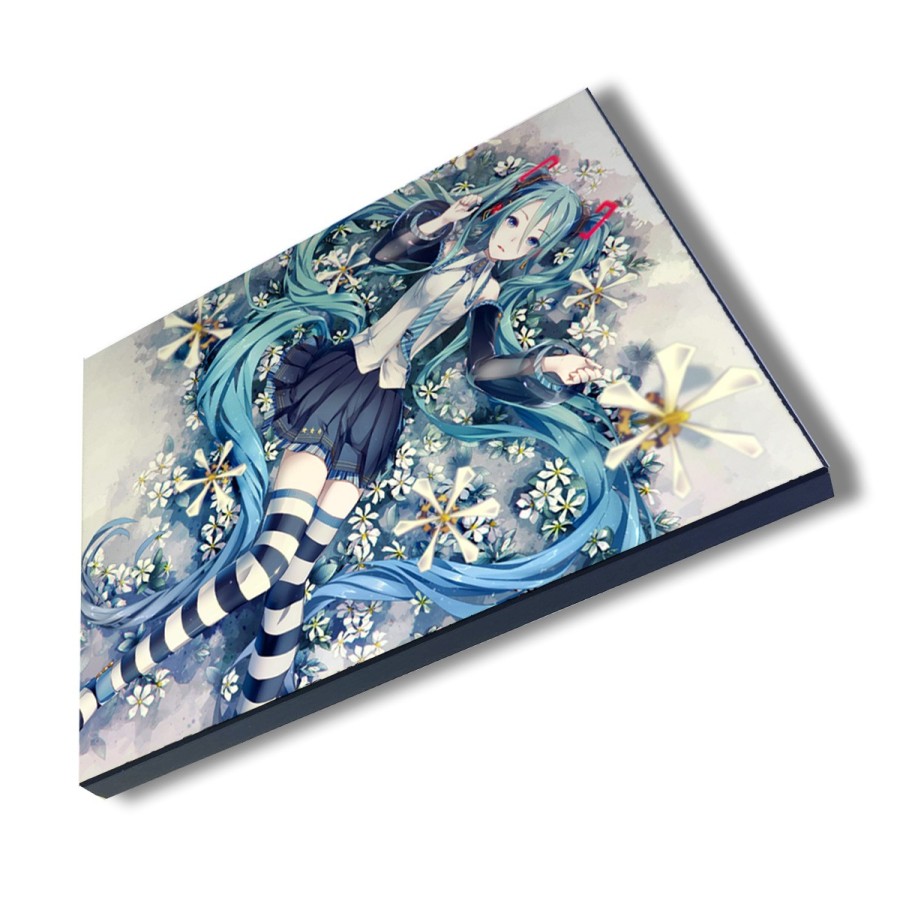 PANEL FOTOGRÁFICO DECORATIVO HATSUNE MIKU FLORES JARDIN cuadro acabado brillante elegante pared