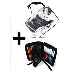 PACK MOCHILA Y ESTUCHE nana black stones anime serie punk rock material escolar