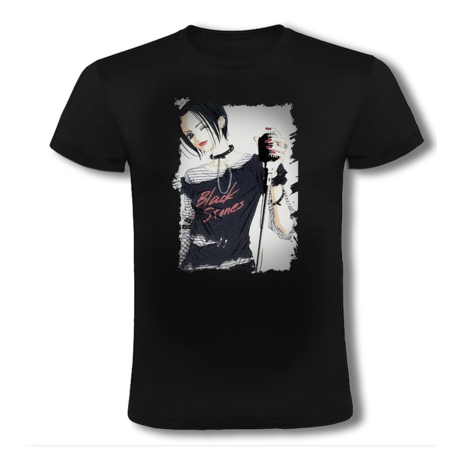 CAMISETA NEGRA nana black stones anime serie punk rock moda verano personalizada
