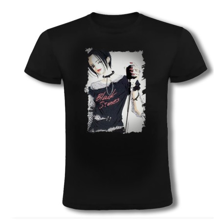 CAMISETA NEGRA nana black stones anime serie punk rock moda verano personalizada