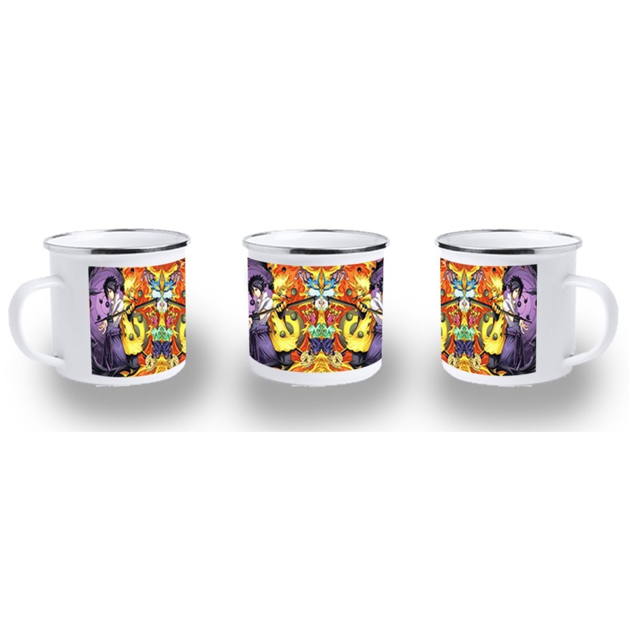 TAZA METALICA SASUKE Y NARUTO SHARINGAN metal personalizada