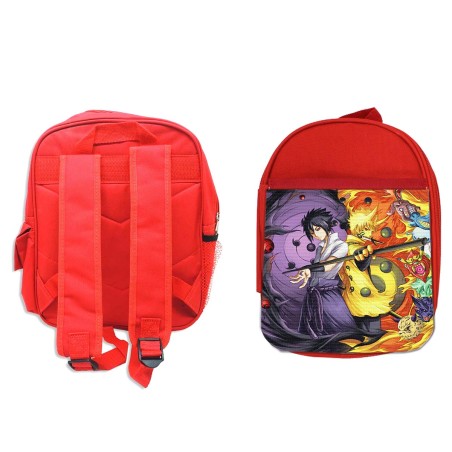 PACK MOCHILA ROJA Y ESTUCHE SASUKE Y NARUTO SHARINGAN material escolar