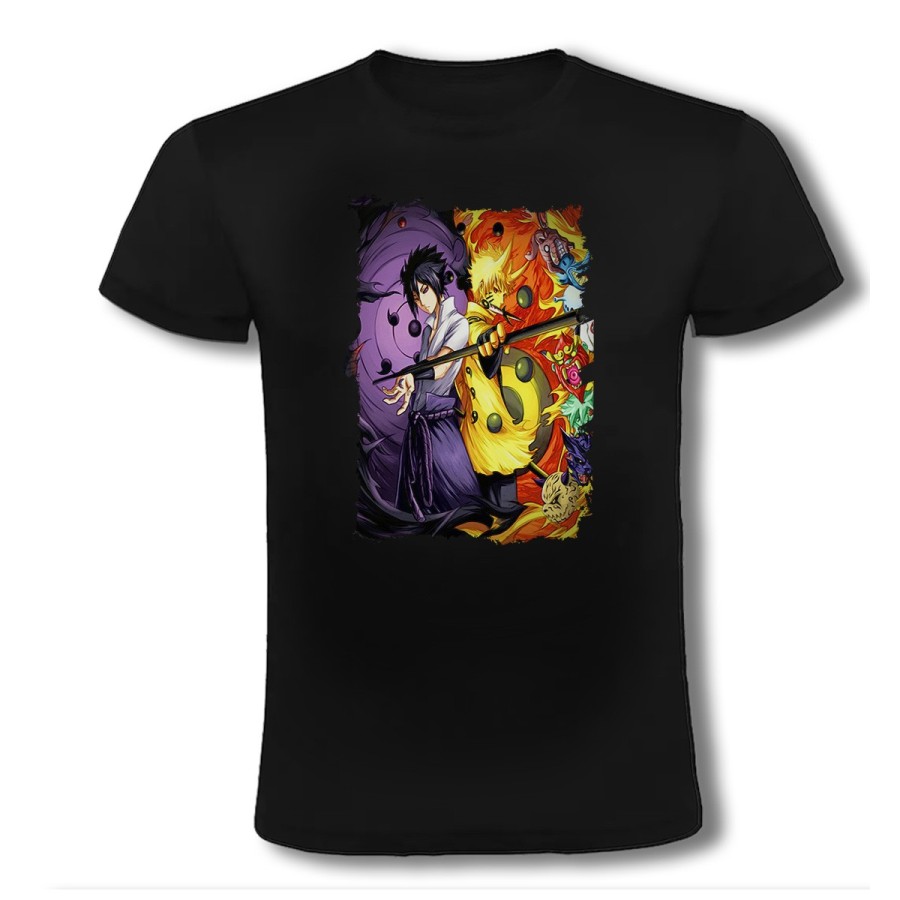 CAMISETA NEGRA SASUKE Y NARUTO SHARINGAN moda verano personalizada