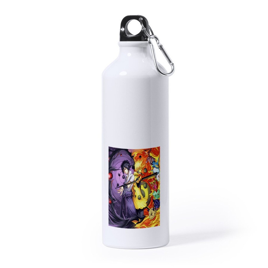 BIDON GRANDE 800 ML ACERO INOXIDABLE SASUKE Y NARUTO SHARINGAN deporte deportivo mosqueton botella