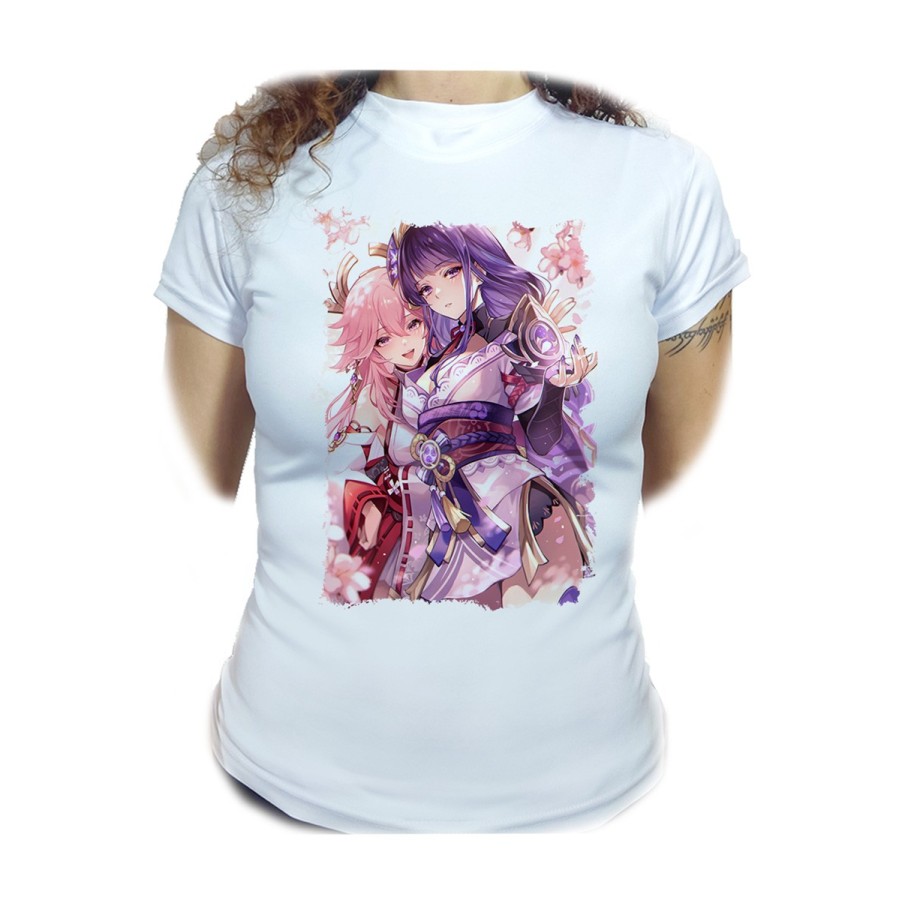 CAMISETA MUJER genshin impact shogun raiden ei yae miko moda personalizada