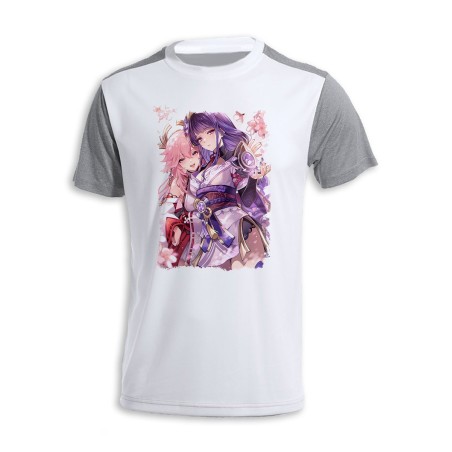 CAMISETA DISEÑO BICOLOR genshin impact shogun raiden ei yae miko personalizada