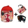 PACK MOCHILA ROJA Y ESTUCHE ranma 1/2 serie amor humor ecchi material escolar