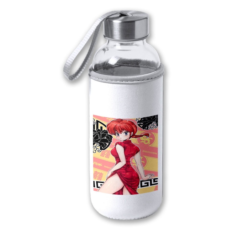 BIDON DE 420 ML CON FUNDA DE NEOPRENO ranma 1/2 serie amor humor ecchi tapon seguridad