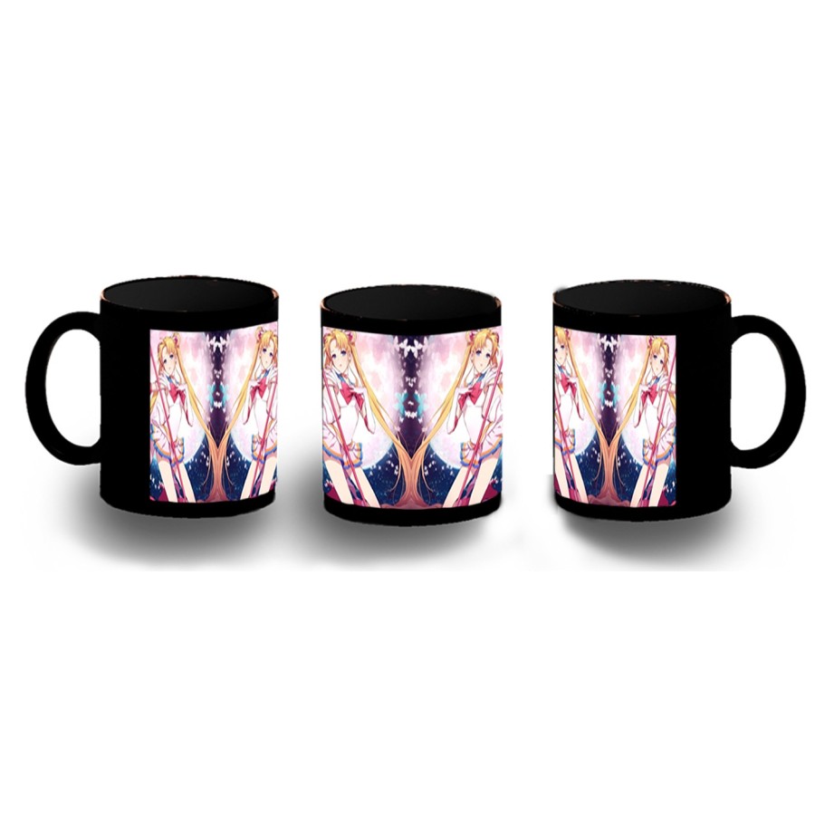 TAZA COMPLETAMENTE NEGRA sailor moon luna personaje anime guerrera personalizada