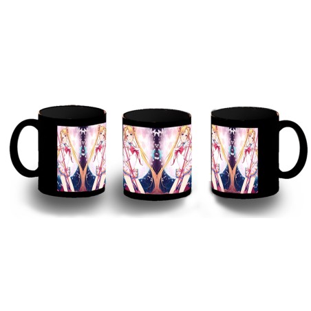 TAZA COMPLETAMENTE NEGRA sailor moon luna personaje anime guerrera personalizada