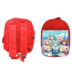 PACK MOCHILA ROJA Y ESTUCHE grupo musical vocaloid hatsune miku material escolar