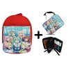 PACK MOCHILA ROJA Y ESTUCHE grupo musical vocaloid hatsune miku material escolar