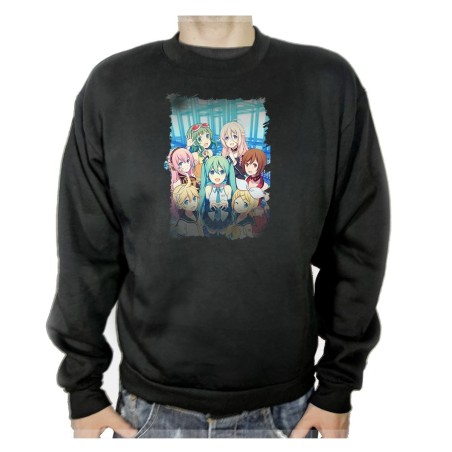 SUDADERA NEGRA grupo musical vocaloid hatsune miku adulto poliester algodón personalizada