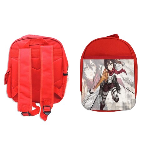 MOCHILA ROJA MIKASA ATAQUE A LOS TITANES escolar personalizado