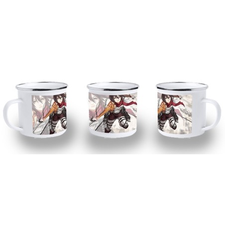 TAZA METALICA MIKASA ATAQUE A LOS TITANES metal personalizada