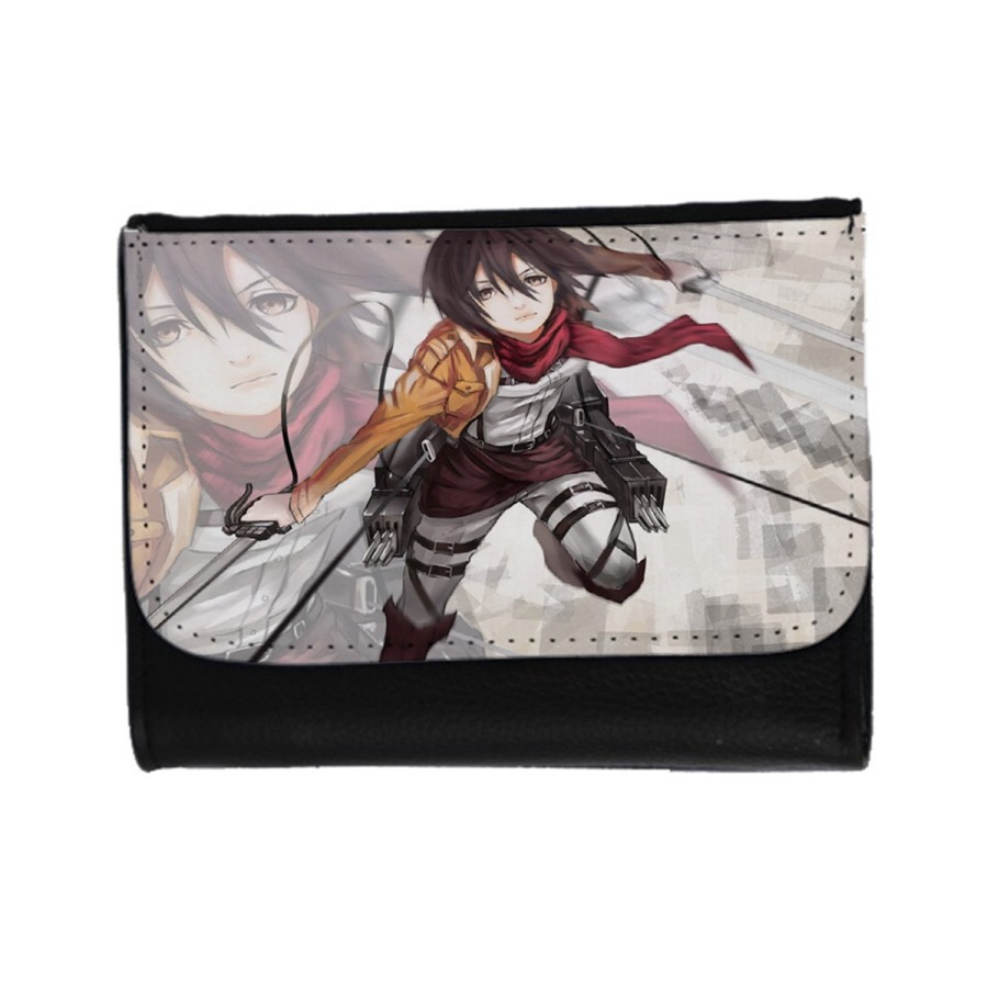 BILLETERA BILLETERO MIKASA ATAQUE A LOS TITANES unisex negro monedero