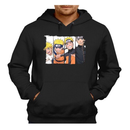 SUDADERA NEGRA CON CAPUCHA NARUTO EDADES PERSONAJE adulto poliester algodón personalizada