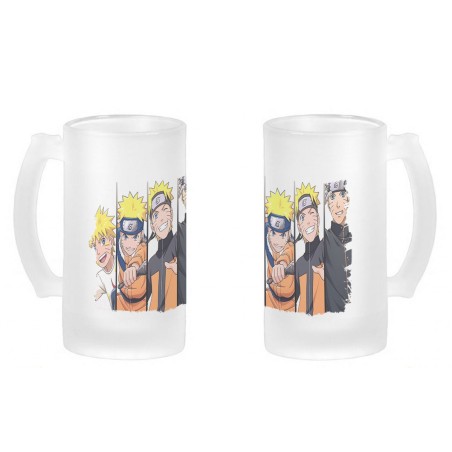 JARRA CERVEZA CRISTAL NARUTO EDADES PERSONAJE esmerilada esmerilado 500ml