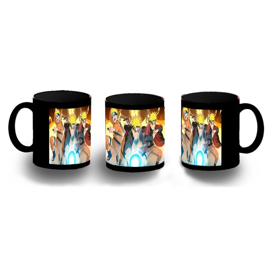 TAZA COMPLETAMENTE NEGRA NARUTO FORMAS PODERES NINJA STORM personalizada