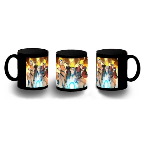 TAZA COMPLETAMENTE NEGRA NARUTO FORMAS PODERES NINJA STORM personalizada