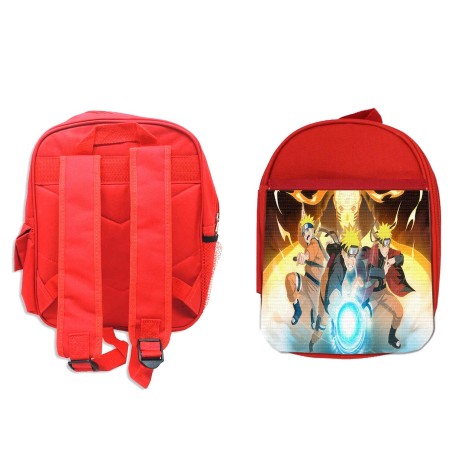 PACK MOCHILA ROJA Y ESTUCHE NARUTO FORMAS PODERES NINJA STORM material escolar