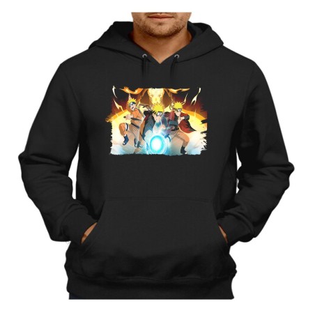 SUDADERA NEGRA CON CAPUCHA NARUTO FORMAS PODERES NINJA STORM adulto poliester algodón personalizada