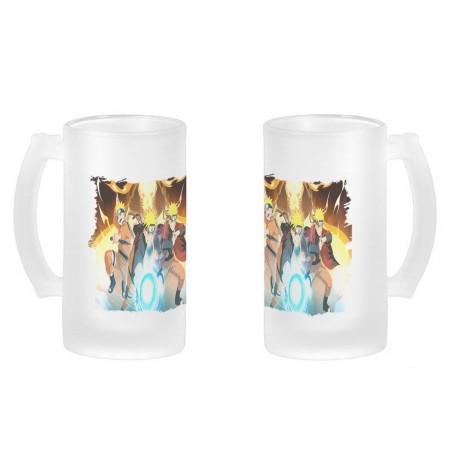 JARRA CERVEZA CRISTAL NARUTO FORMAS PODERES NINJA STORM esmerilada esmerilado 500ml