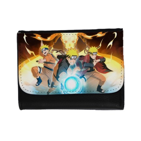 BILLETERA BILLETERO NARUTO FORMAS PODERES NINJA STORM unisex negro monedero