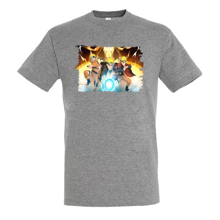 CAMISETA GRIS MEZCLA NARUTO FORMAS PODERES NINJA STORM moda verano personalizada