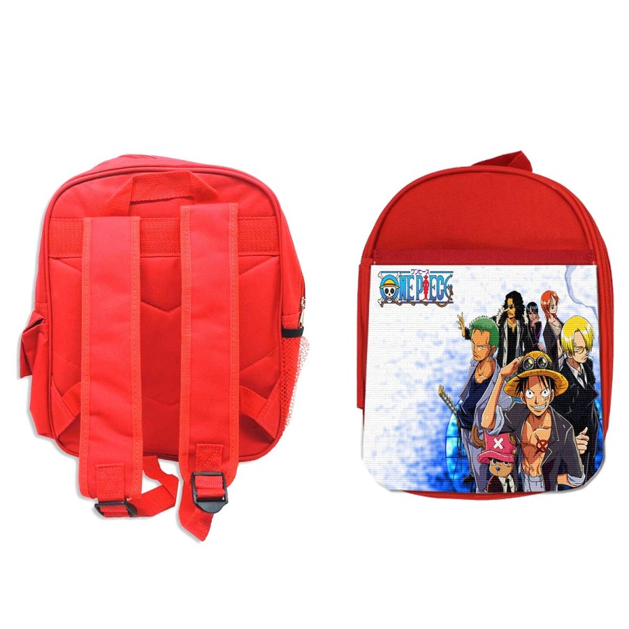 MOCHILA ROJA ONEPIECE PERSONAJES PRINCIPALES escolar personalizado