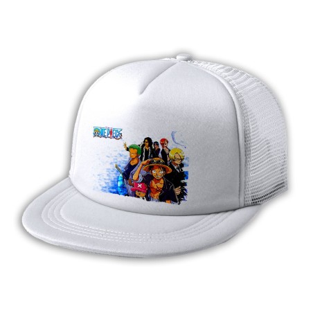 GORRA 5 PANELES REDECILLA TRASERA ONEPIECE PERSONAJES PRINCIPALES estilo rapero