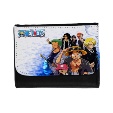 BILLETERA BILLETERO ONEPIECE PERSONAJES PRINCIPALES unisex negro monedero