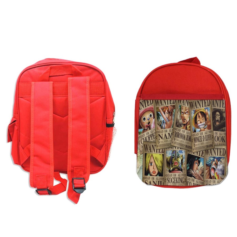 PACK MOCHILA ROJA Y ESTUCHE ONEPIECE SE BUSCA CARTEL PJ material escolar