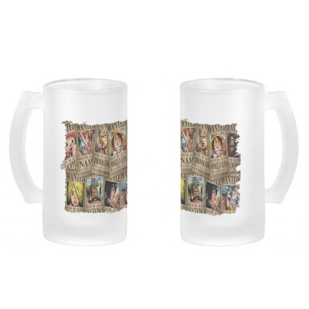 JARRA CERVEZA CRISTAL ONEPIECE SE BUSCA CARTEL PJ esmerilada esmerilado 500ml