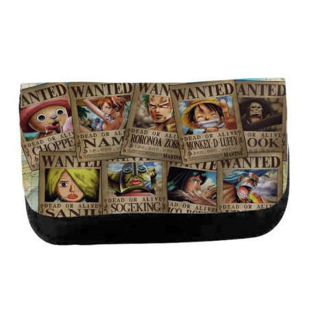 ESTUCHE NECESER DE LONA ONEPIECE SE BUSCA CARTEL PJ unisex negro monedero billetera