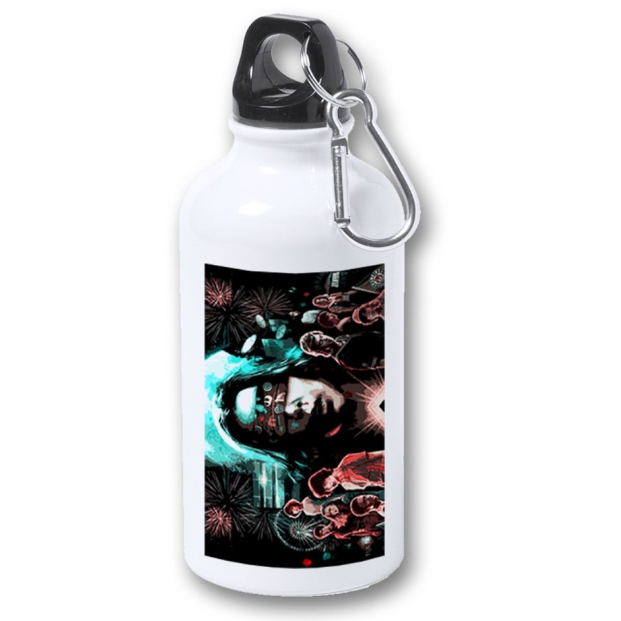 BIDON 400ML METALICO extrañas cosas personajes mundo reves para viaje y deporte