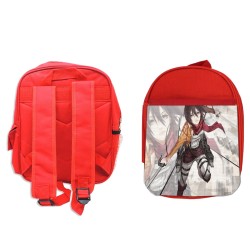 PACK MOCHILA ROJA Y ESTUCHE MIKASA ATAQUE A LOS TITANES material escolar