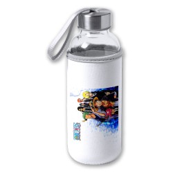 BIDON DE 420 ML CON FUNDA DE NEOPRENO ONEPIECE PERSONAJES PRINCIPALES tapon seguridad