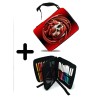 PACK MOCHILA Y ESTUCHE calavera dragon fuego skull fantasia  material escolar