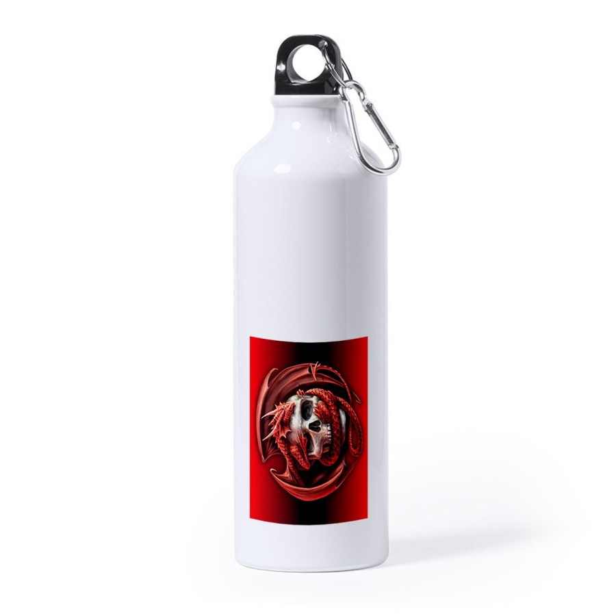 BIDON GRANDE 800 ML ACERO INOXIDABLE calavera dragon fuego skull fantasia  deporte deportivo mosqueton botella