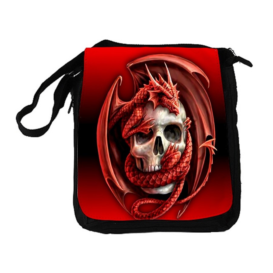 BANDOLERA REPORTERO MEDIANA BOLSO calavera dragon fuego skull fantasia  bolsa mochila hombro