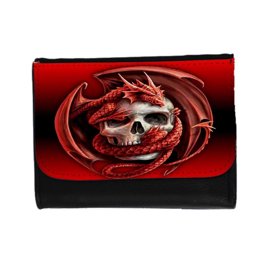 BILLETERA BILLETERO calavera dragon fuego skull fantasia  unisex negro monedero