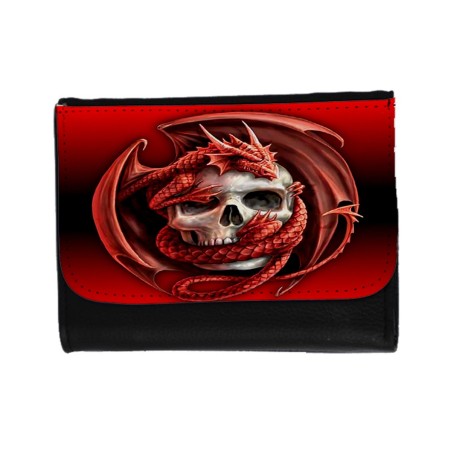 BILLETERA BILLETERO calavera dragon fuego skull fantasia  unisex negro monedero