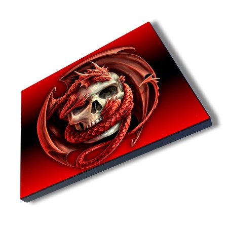 PANEL FOTOGRÁFICO DECORATIVO calavera dragon fuego skull fantasia  cuadro acabado brillante elegante pared